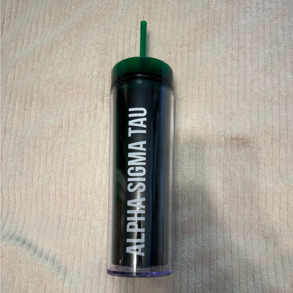 Alpha Sigma Tau green tumbler